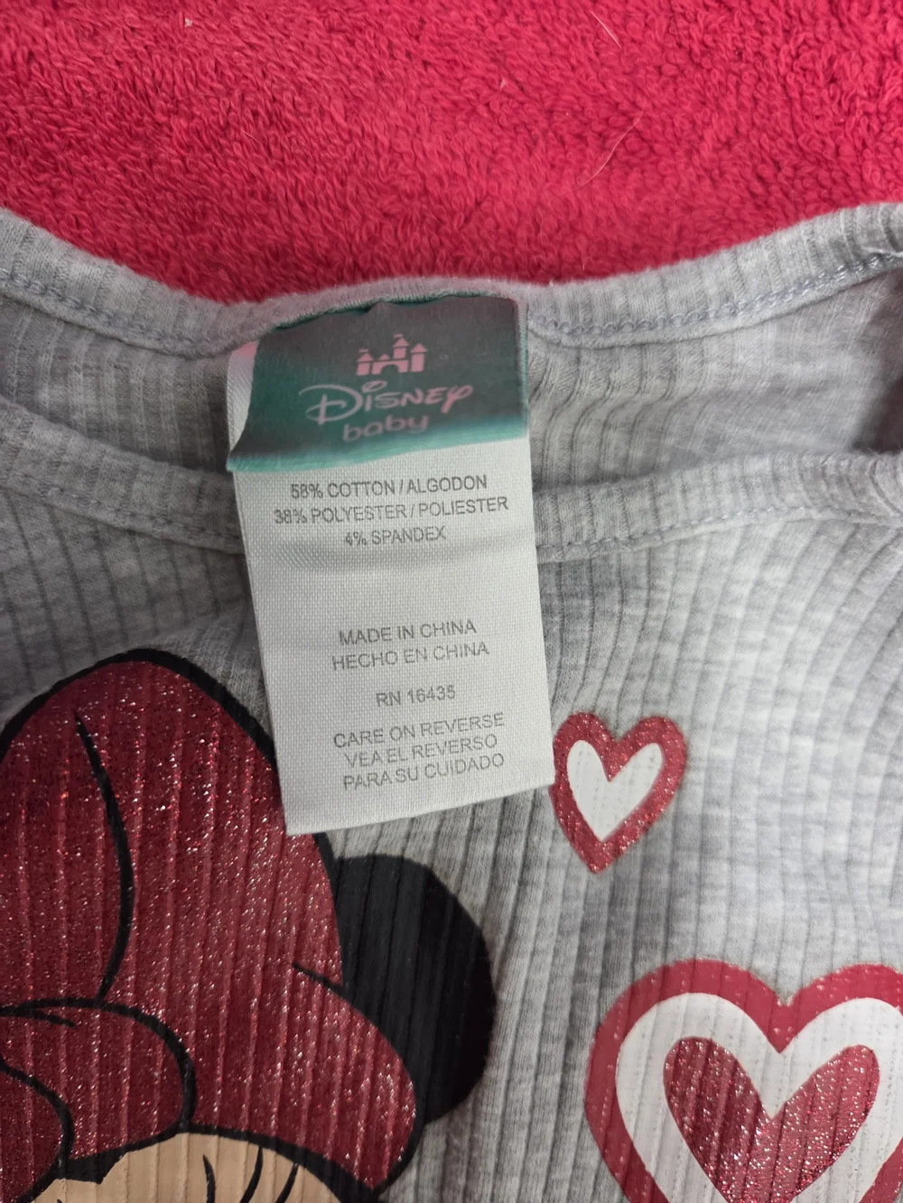 Disney Minnie Mouse Gray and Red Ribbed Pajama Set